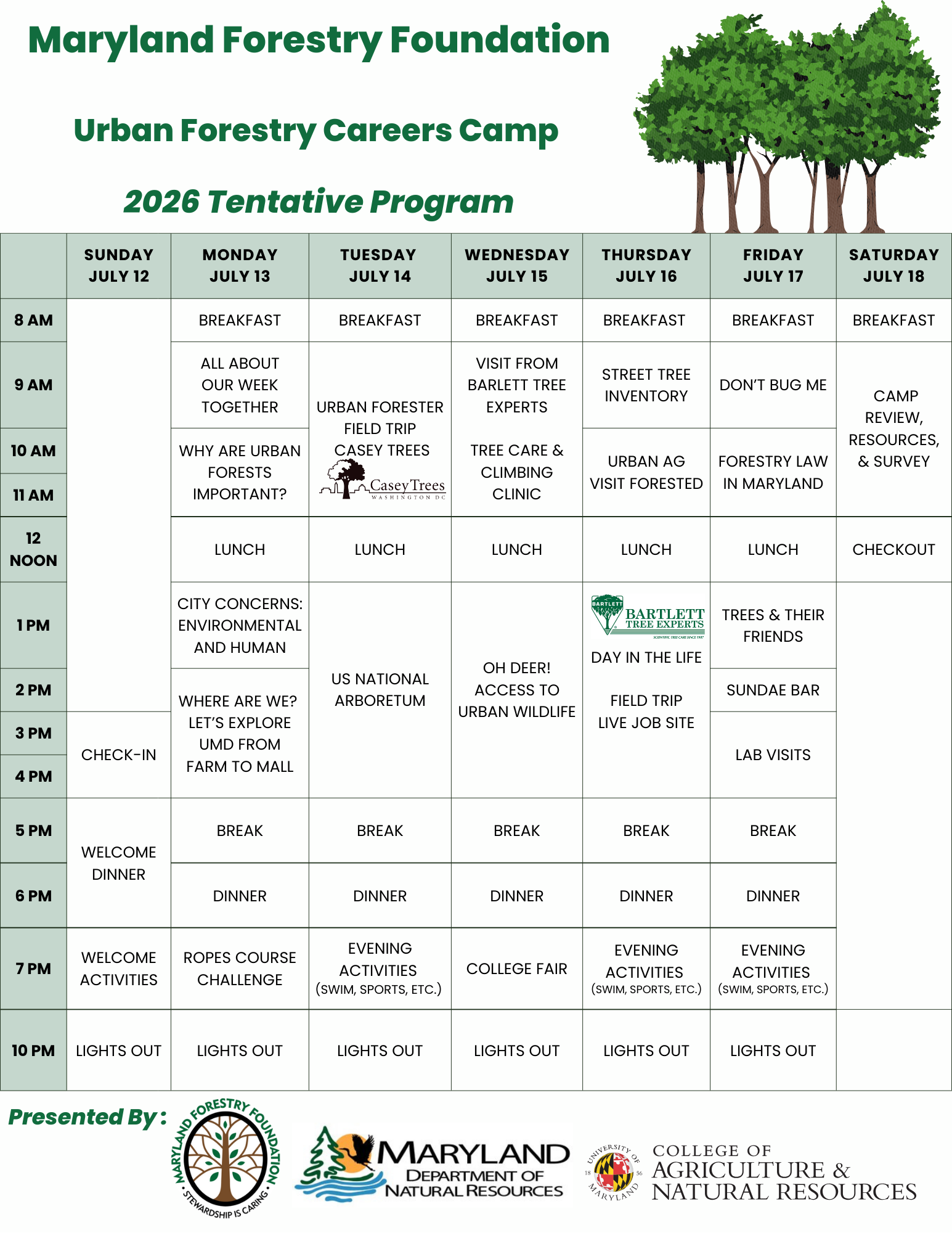 Draft July 2026 Urban Forestry Careers Camp Program